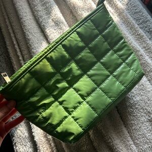 Green Quilted Cosmetic Bag